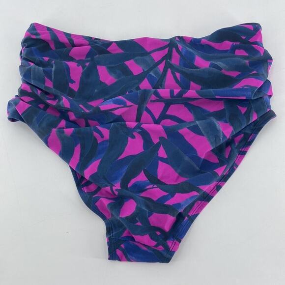 Coastal Blue Women's Multicolor Swimwear Shirred High Waist Bikini Bottom Size L - Picture 3 of 8